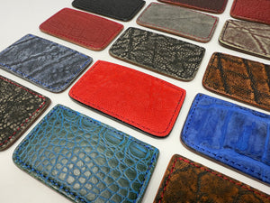 Single Pocket Card Wallet - Choose from Variety of Exotic Hides