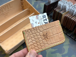 Single Pocket Card Wallet - Green Ostrich