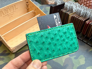 Single Pocket Card Wallet - Green Ostrich