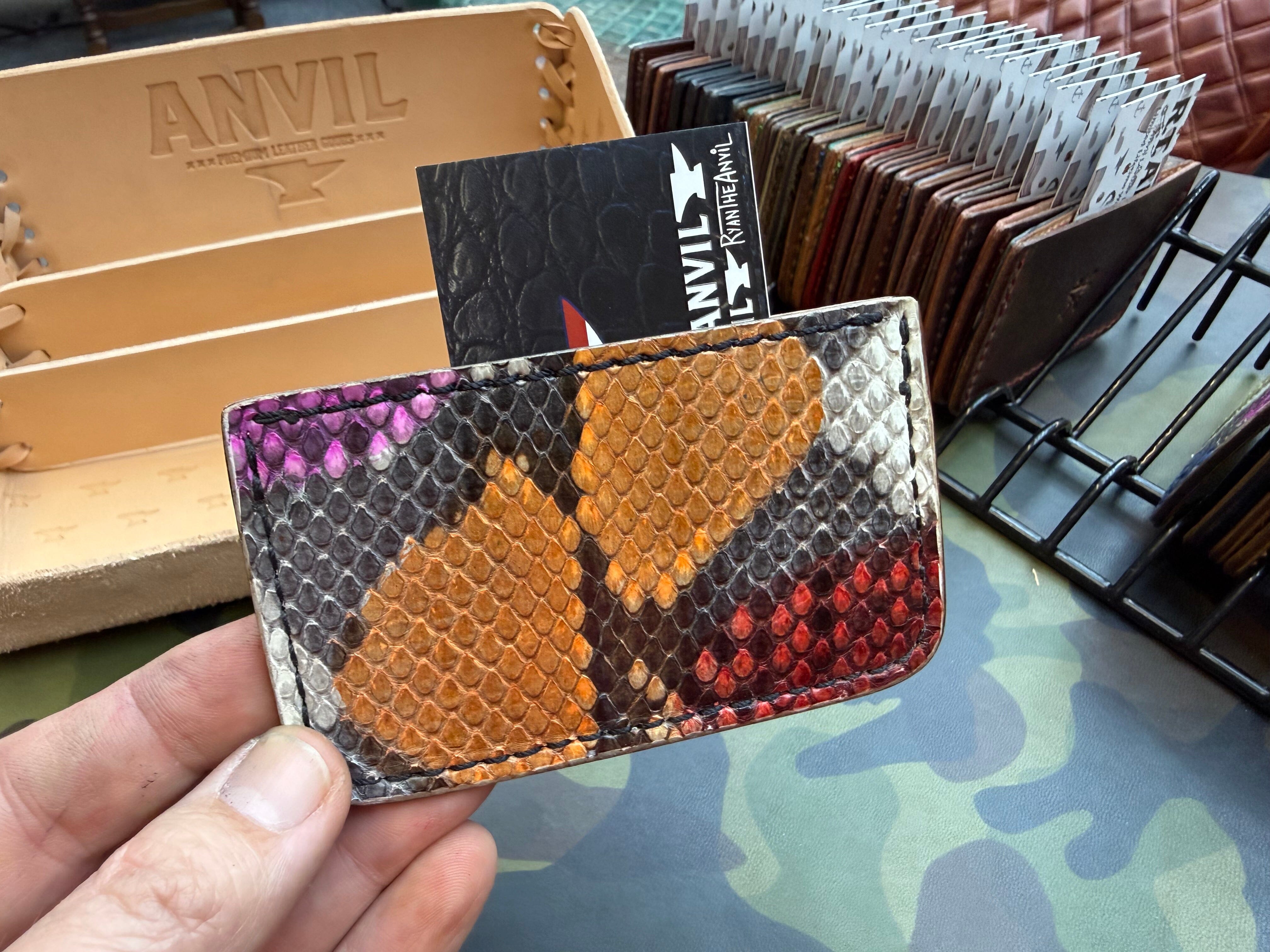 Royal Python Wallet Single Pocket Card Wallet - MultiColor Python - Anvil Customs