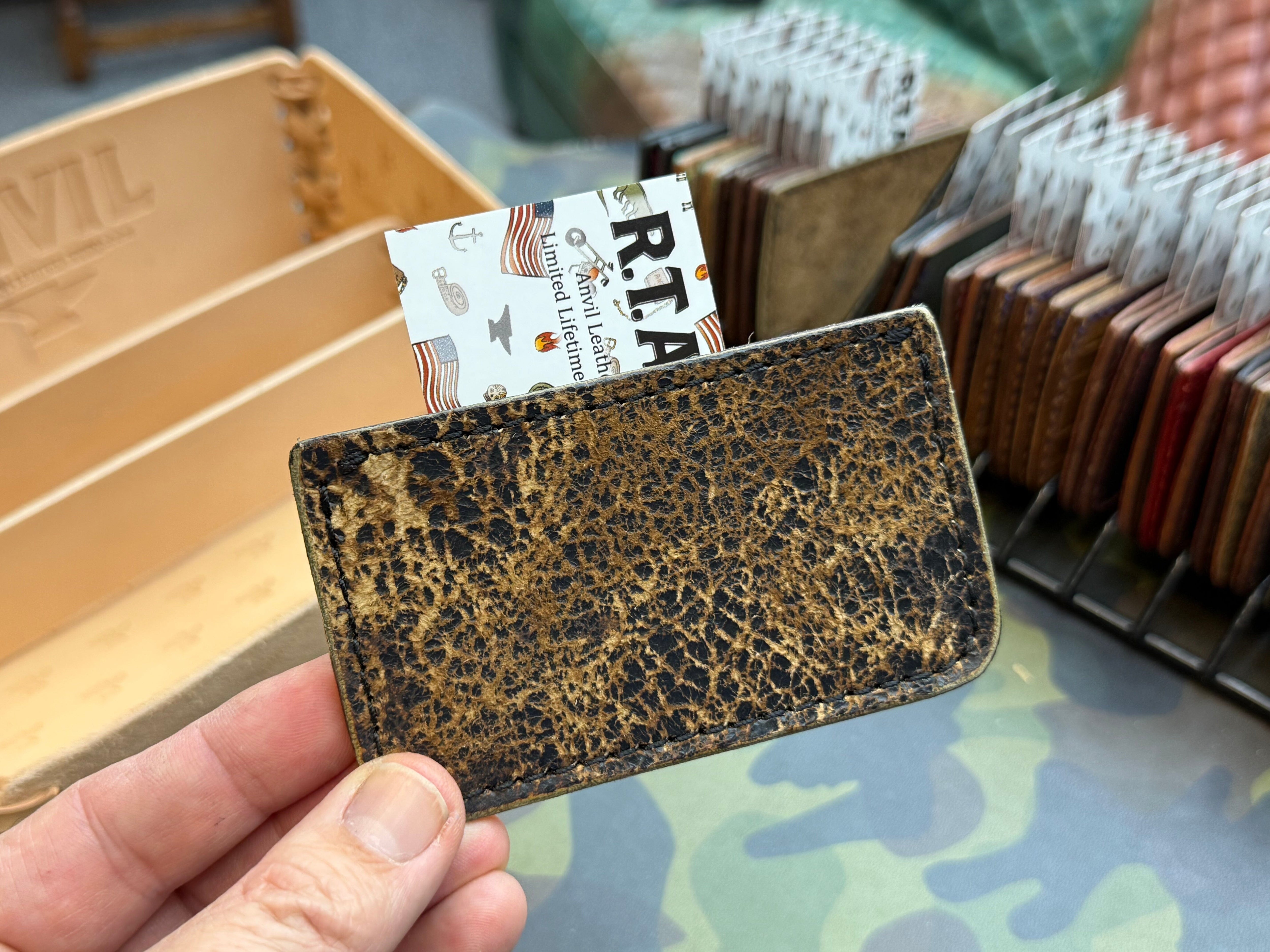 Python Cowboy Wallets Single Pocket Card Wallet - Natural Python - Anvil Customs