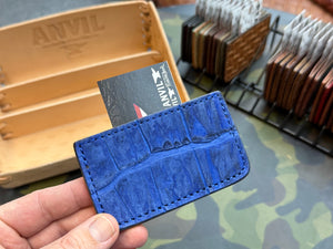 Single Pocket Card Wallet - Nubuck Blue Alligator