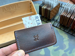 Single Pocket Card Wallet - Nubuck Blue Alligator