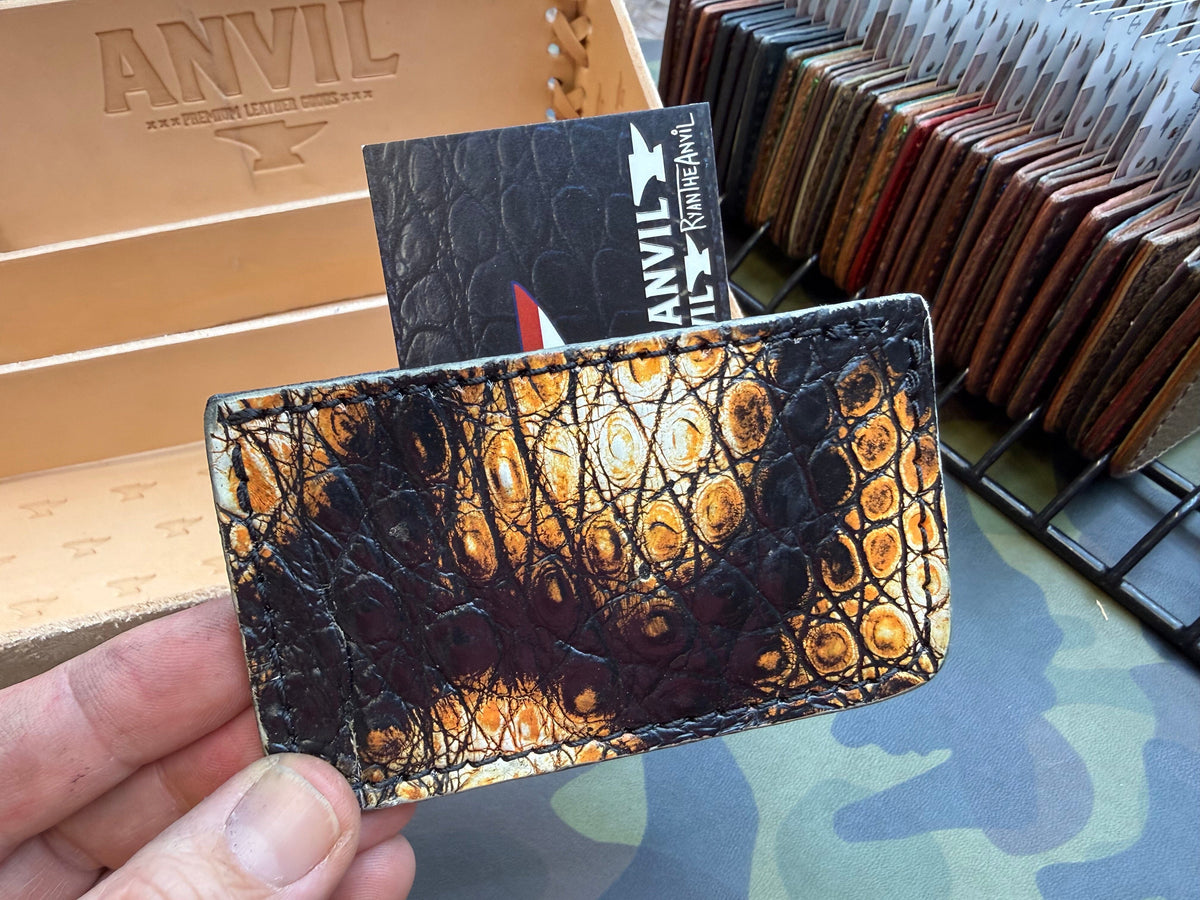 Single Pocket Card Wallet - Tortoise Alligator