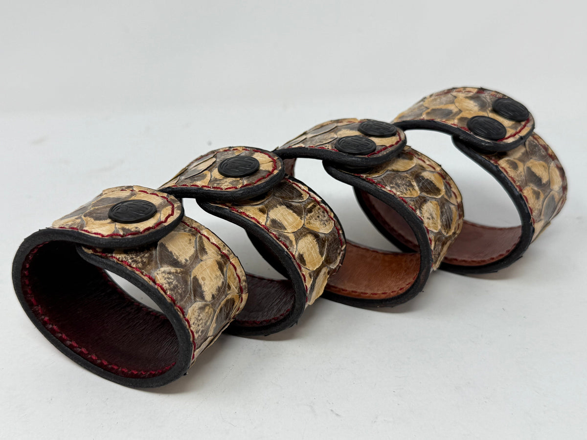 Snakeskin Leather Bracelet / Cuff: Natural - Anvil Customs