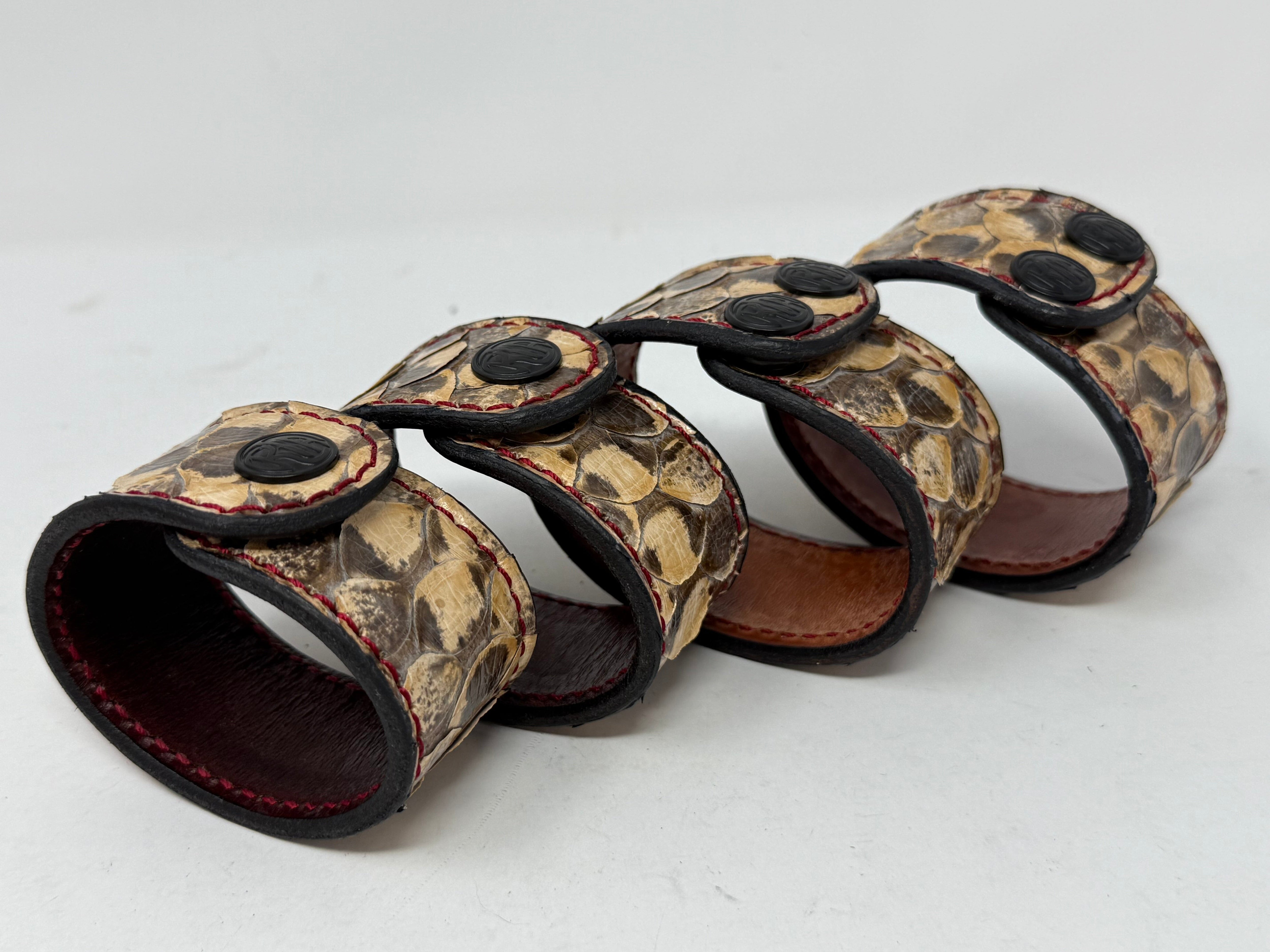 Snakeskin Leather Bracelet / Cuff: Natural - Anvil Customs