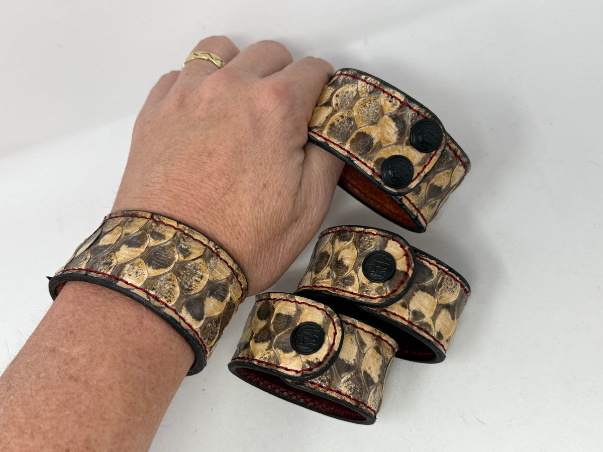 Snakeskin Leather Bracelet / Cuff: Natural