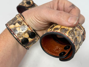 Snakeskin Leather Bracelet / Cuff: Natural