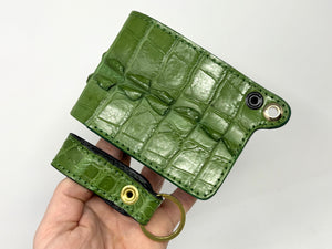 Standard Bifold Chain Wallet - Green Hornback