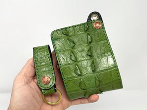 Standard Bifold Chain Wallet - Green Hornback