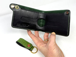 Standard Bifold Chain Wallet - Green Hornback