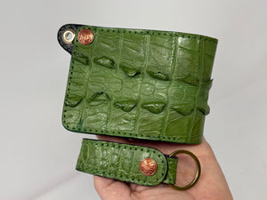 Standard Bifold Chain Wallet - Green Hornback