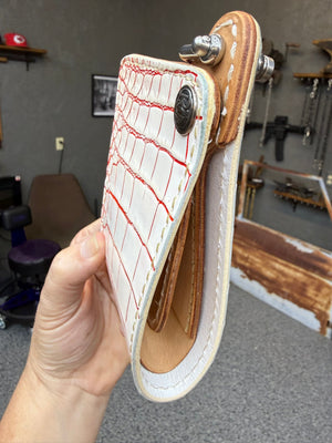 Standard Bifold Chain Wallet - White/Red Alligator (Copy)
