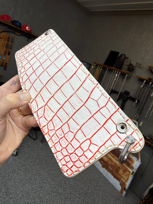 Standard Bifold Chain Wallet - White/Red Alligator (Copy)