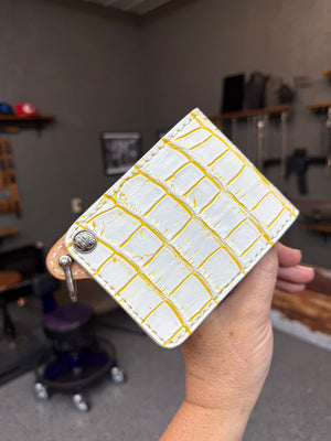 Standard Bifold Chain Wallet - White/Yellow Alligator
