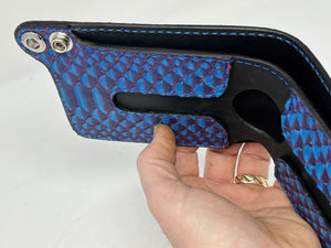 Standard Bifold Leather Chain Wallet - Blue/Purple Python