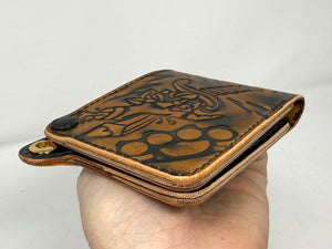 Standard Bifold Leather Chain Wallet - “Stabbed” / Antique