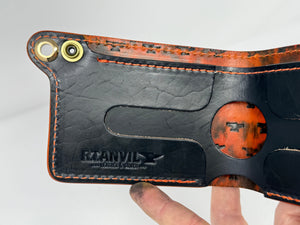 Standard Bifold Leather Chain Wallet - “Stabbed” / Antiqued Orange