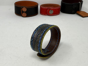 Stingray Leather Bracelet / Cuff: Irridescent
