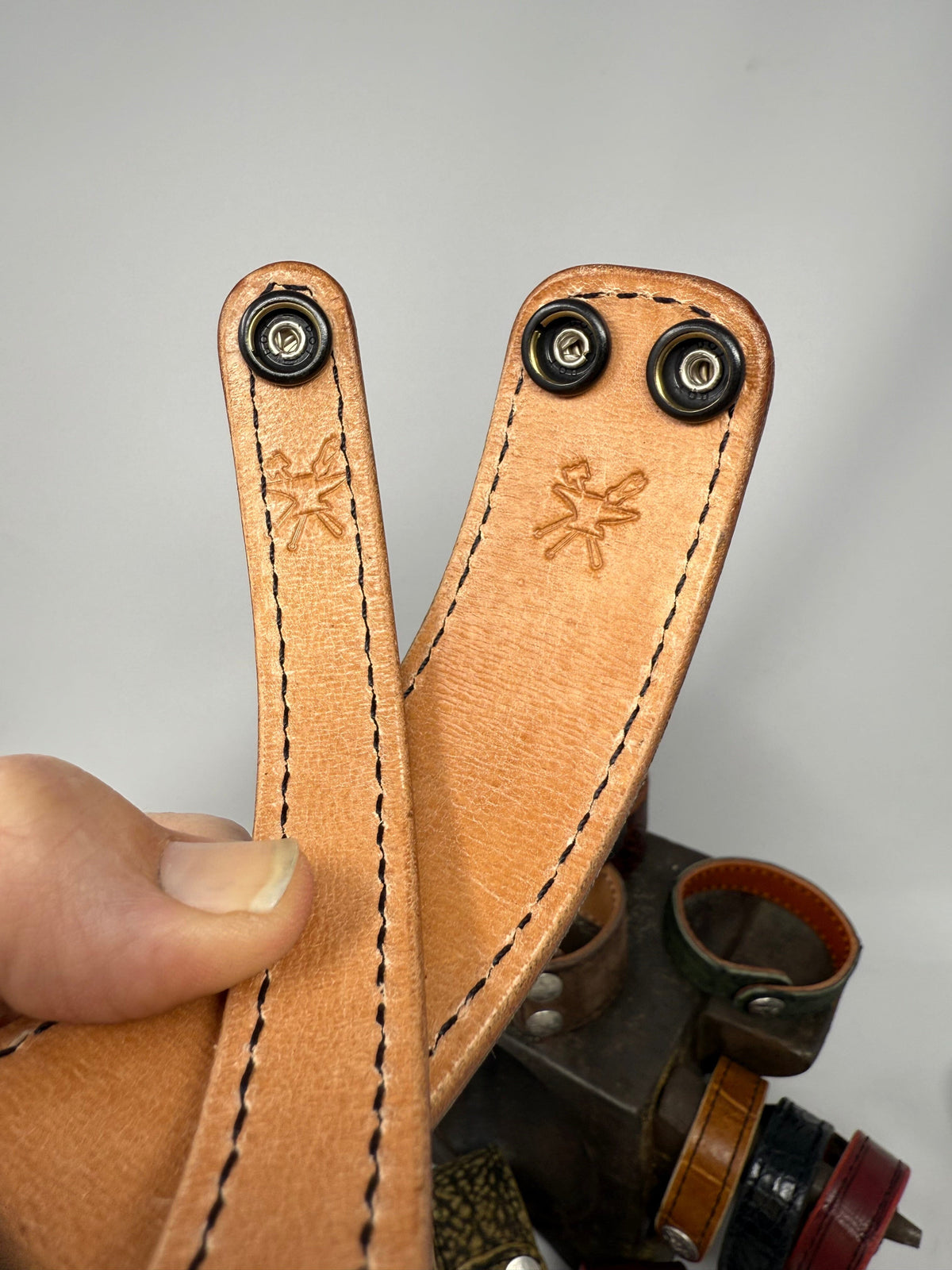 Tan Hippo (2x) Leather Bracelet / Cuff Set