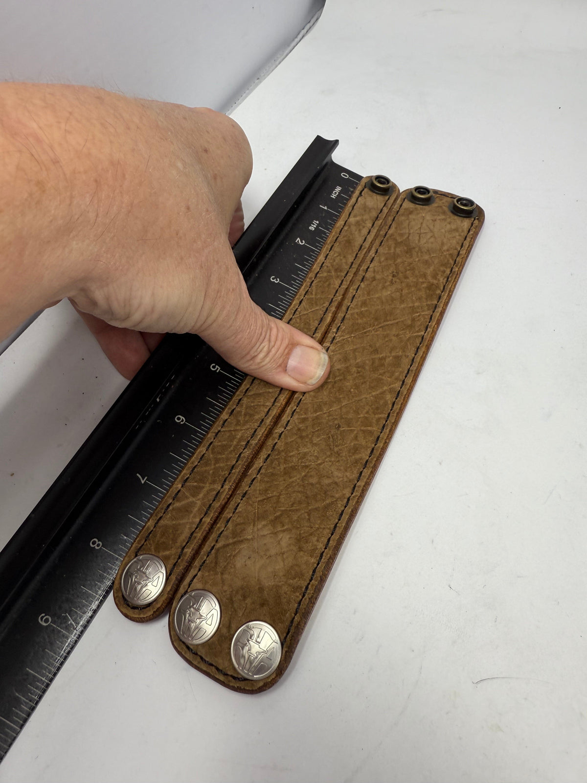 Tan Hippo (2x) Leather Bracelet / Cuff Set