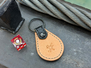 Teardrop Leather Key Fob - Black Alligator