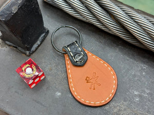 Teardrop Leather Key Fob - Black Alligator