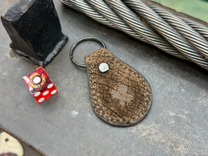 Teardrop Leather Key Fob - Chocolate Hippo