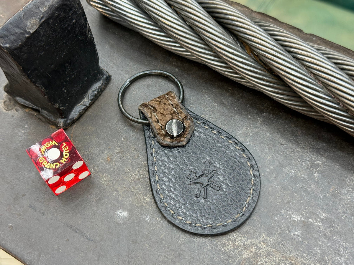 Teardrop Leather Key Fob - Chocolate Hippo