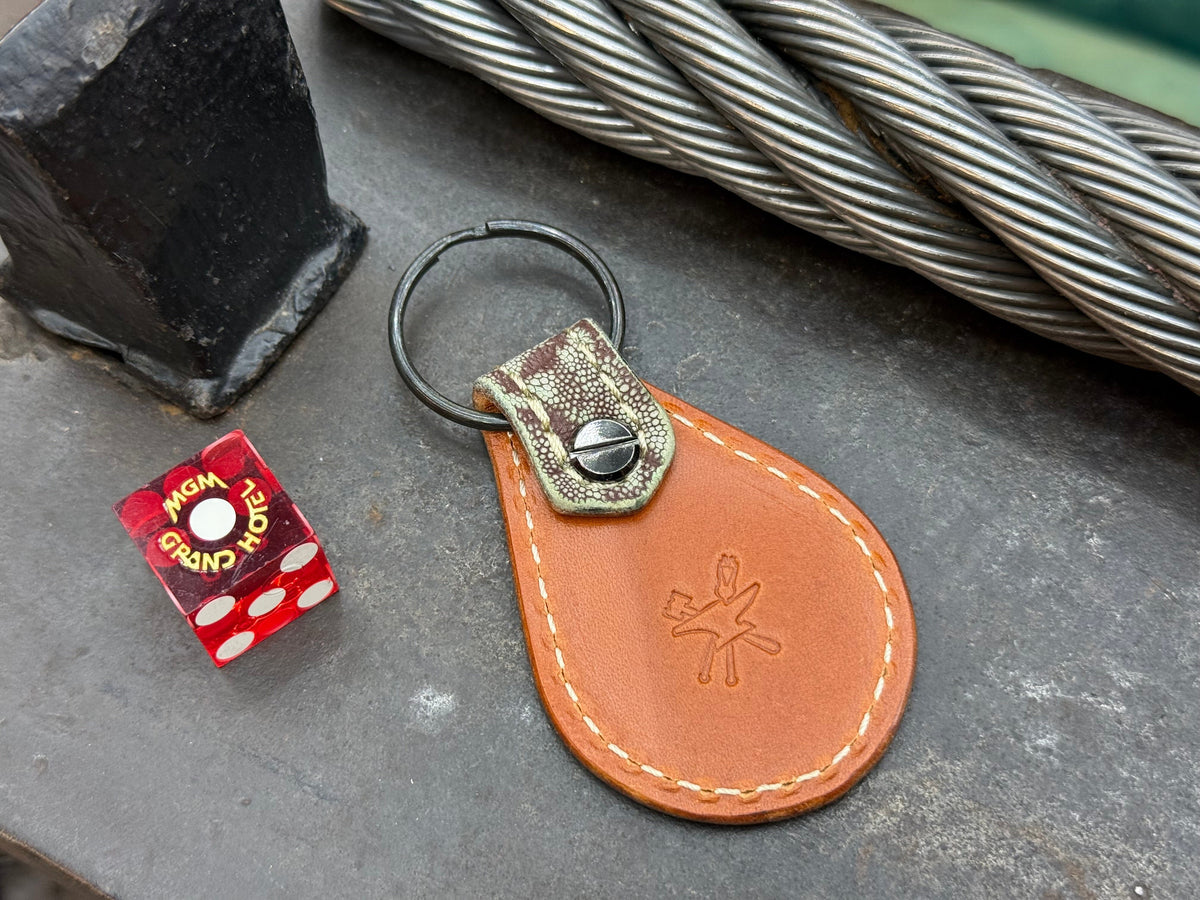 Teardrop Leather Key Fob - Chocolate Mint Elephant