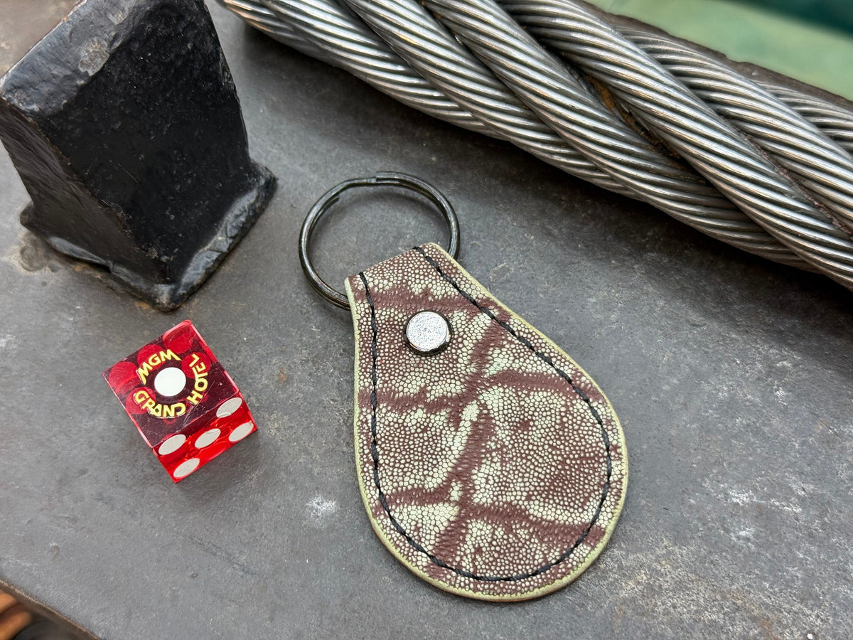 Teardrop Leather Key Fob - Chocolate Mint Elephant