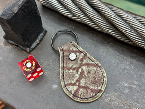 Teardrop Leather Key Fob - Chocolate Mint Elephant