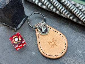 Teardrop Leather Key Fob - Chocolate Mint Elephant