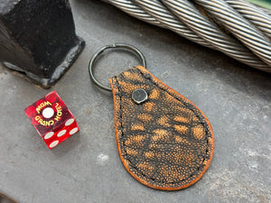 Teardrop Leather Key Fob - Cognac Elephant
