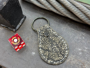 Teardrop Leather Key Fob - Dark Gray Elephant
