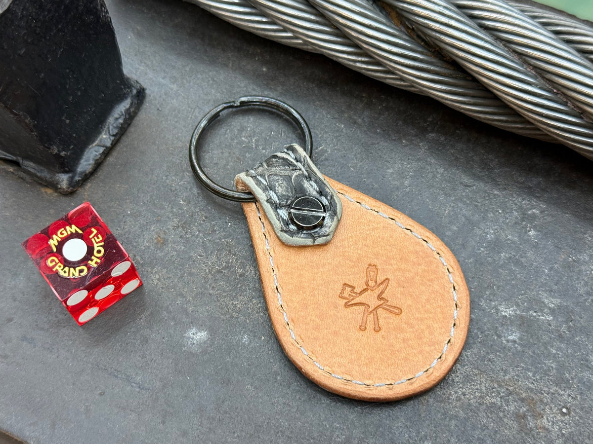 Teardrop Leather Key Fob - Ghost Alligator
