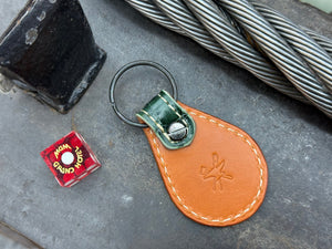 Teardrop Leather Key Fob - Gloss Green Alligator