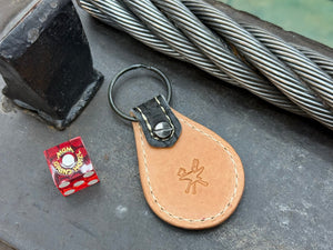 Teardrop Leather Key Fob - Matte Black Alligator