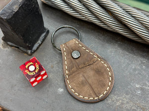 Teardrop Leather Key Fob - Nubuck Brown Alligator