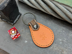 Teardrop Leather Key Fob - Nubuck Brown Alligator