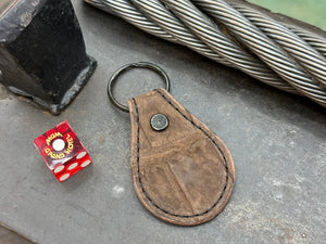 Teardrop Leather Key Fob - Nubuck Brown Alligator