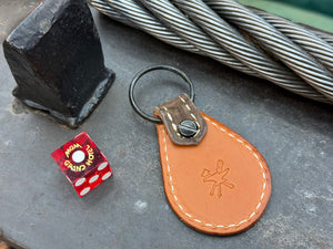 Teardrop Leather Key Fob - Nubuck Brown Alligator