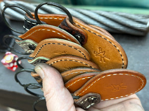 Teardrop Leather Key Fob - Nubuck Brown Alligator