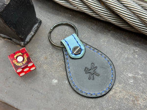 Teardrop Leather Key Fob - Nubuck SkyBlu Alligator