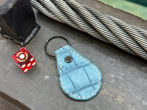 Teardrop Leather Key Fob - Nubuck SkyBlu Alligator
