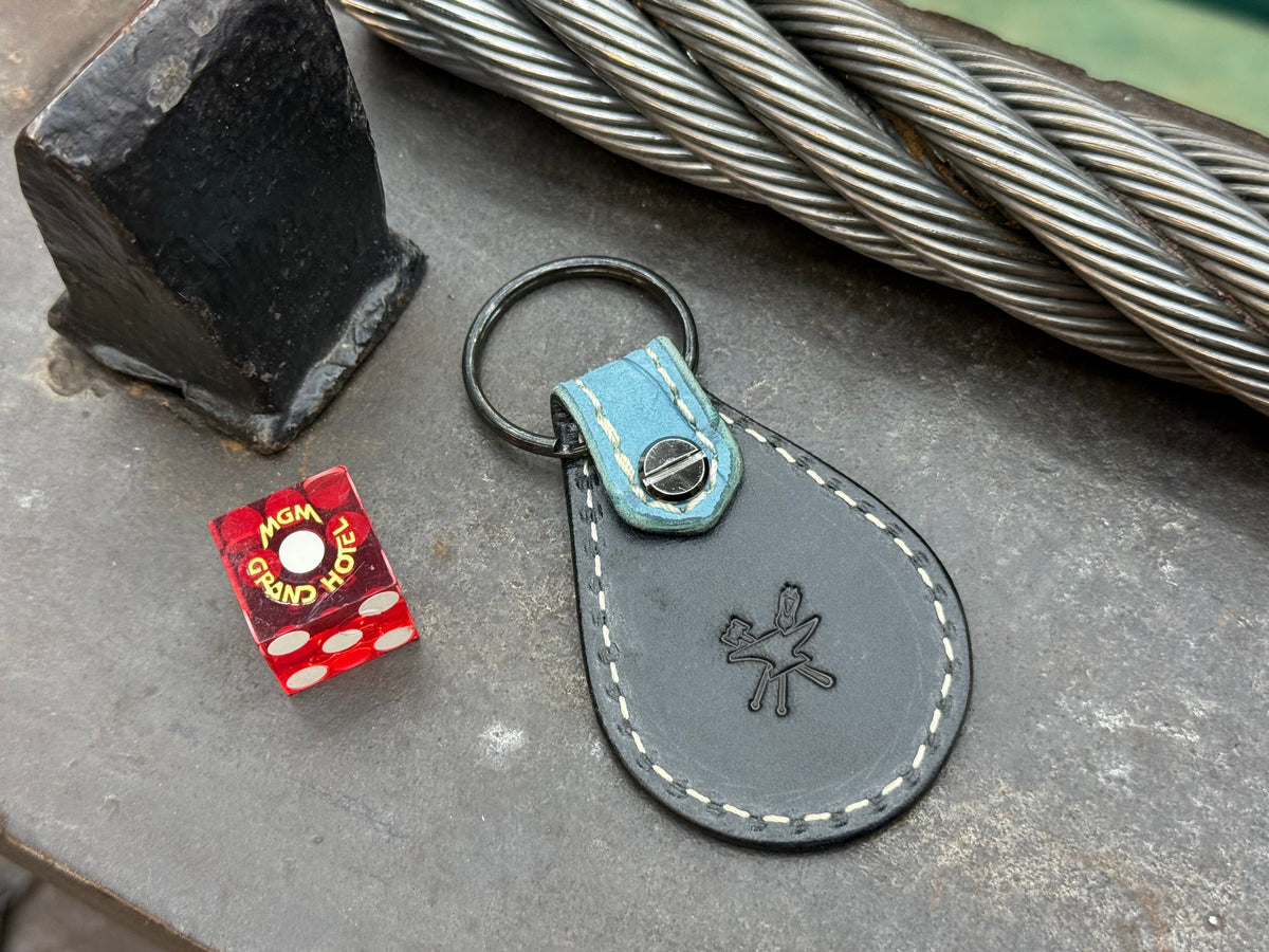 Teardrop Leather Key Fob - Nubuck SkyBlu Alligator