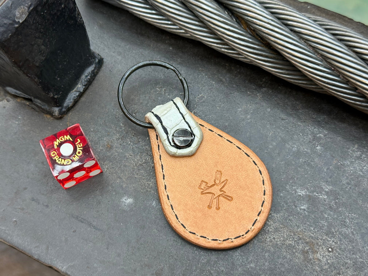 Teardrop Leather Key Fob - Pearl Python