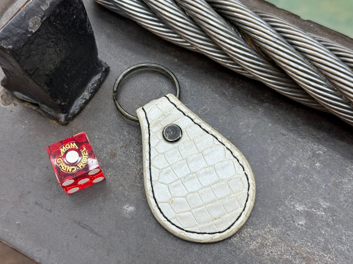 Teardrop Leather Key Fob - Pearl Python