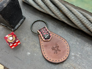 Teardrop Leather Key Fob - Red/Black Alligator