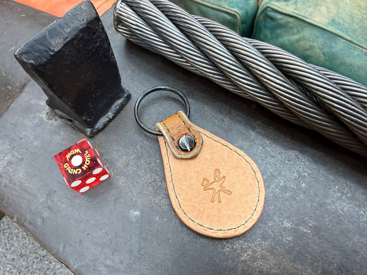 Teardrop Leather Key Fob - SaddleTan Alligator